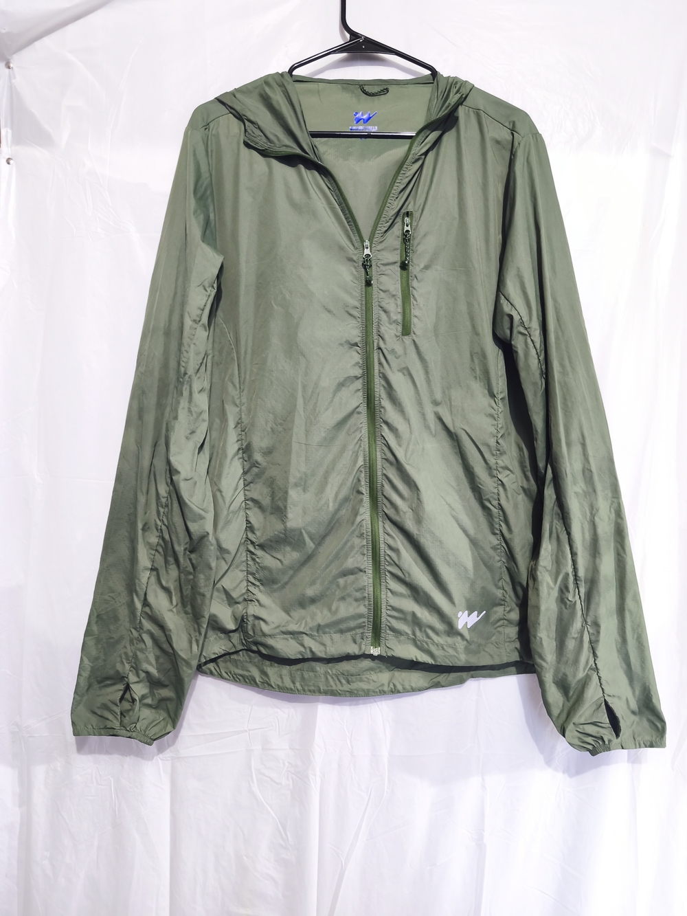 Without Walls Olive Green Packable Windbreaker with Blue Logo